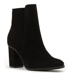 Schutz Fabrica Y2K Millennial Black Suede Block Heel Sock Ankle Boots Size 10